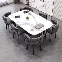 Ensemble de salle à manger extensible moderne à succès, 1 table et 6 chaises pour la maison, le restaurant, le bar, le bureau, l'appartement, meubles de luxe