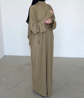 Robe longue modeste à manches longues pour femmes musulmanes, personnalisable, respirante, en polyester, motif géométrique, style moyen-oriental