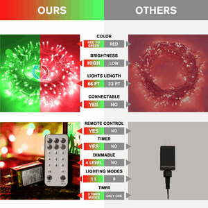 Guirlandes lumineuses pour Noël, Halloween, jardin, décoration de <span class=keywords><strong>la</strong></span> maison, guirlandes lumineuses LED connectables rouge et vert pour Halloween, 8 modes avec minuterie - Product Image 6