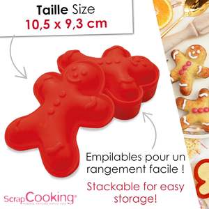 مجموعة قوالب سيليكون لخبز رجل الزنجبيل 2911، طقم خبز للكعك الزنجبيلي لعيد الميلاد، قوالب فردية ناعمة آمنة للتجميد والفرن - Product Image 3