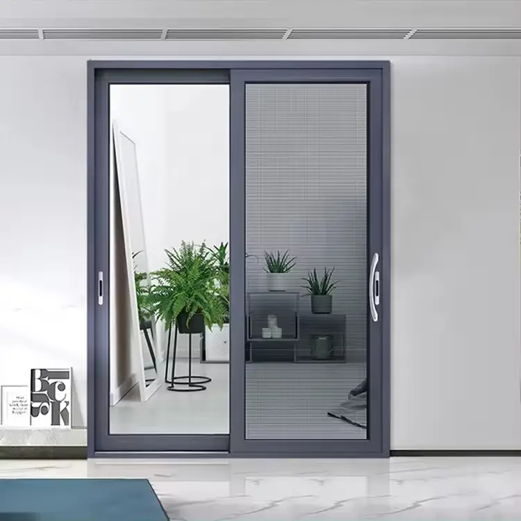 ייצור זכוכית כפולה מחוסמת אלומיניום הזזה מחוץ לדלתות לבתים עיצובי דלתות מטבח דלתות ביטחון מתכת
