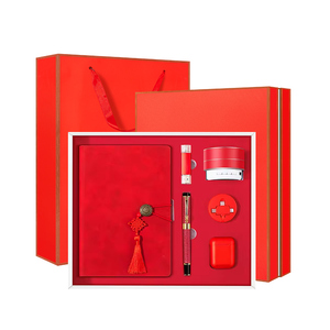 Personalized Stock <strong>Pen</strong>+A5 Plain Notebook + <strong>USB</strong> Flash Drive+speaker+earphone+ <strong>Multi</strong> <strong>Function</strong> Cable Red Gift Set - Product Image 1
