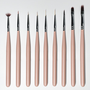 ชุดแปรงเพ้นท์เล็บด้ามไม้สีชมพู 9 ชิ้น ขนแปรงไนลอนแข็งแรง สำหรับวาดเส้นละเอียดและเพ้นท์เจล - Product Image 1