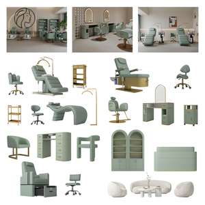 Conjunto Completo de Móveis para Spa e Salão Madamcenter com Função de Massagem, Cadeira de Barbeiro em Couro, Cama de Salão de Beleza, Design Moderno Europeu - Product Image 1