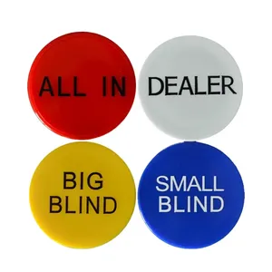 4 Stuks Texas Poker Chipset Klei Materiaal Melamine Plastic Dealer Munten Kleine Blinde Big Blind Dealer Alle Muntknoppen Spelset - Product Image 5
