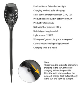 Solar Flame 1/2/6/8 Packs Vlammen Flikkerende Fakkel Lampen Buiten Waterdicht Pad Tuin Solar Flame Licht voor Tuinlandschap - Product Image 6
