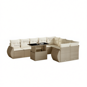 Juego de Sofás de Jardín de Ratán de Lujo PPL, Beige, 6 Plazas, Muebles de Exterior de Diseño Contemporáneo, Resistentes a la Intemperie - Product Image 1