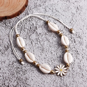 Nieuw <span class=keywords><strong>Design</strong></span> Shell Drop Olie Bloem Enkelbanden Voor Vrouwen Hand Geweven Verstelbare Enkelband Strandfeest Sieraden Geschenken Stijl - Product Image 4
