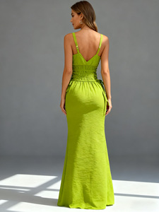 IStapromo Gifts 2026 Designer Famous Green Camisole Long Dress Slim Fit Backless Strap Design Dress - Product Image 2