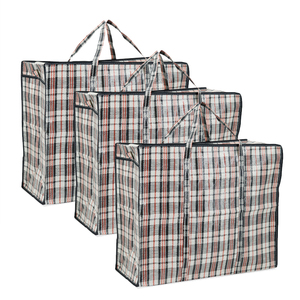 Custom Size branded plastic checkered jumbo storage commercial custom laundry bags with zip&handles