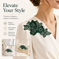 Applique en dentelle florale verte, garniture brodée de fleurs et de feuilles pour robes, chemisiers, sacs, vêtements et décoration de mode DIY