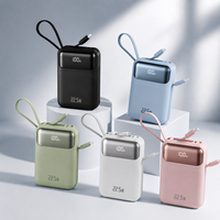 Power Bank Kapasitas Tinggi 20000mAh 45W PD Pengisian Cepat Charger Ponsel Portabel Paket Baterai dengan Kabel Ganda Terintegrasi