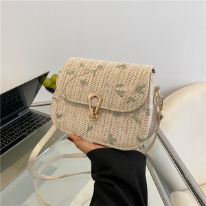 Sac mini en paille tendance et élégant pour femme – Nouvelle collection : Sac bandoulière chic et polyvalent en dentelle tressée - Product Image 3