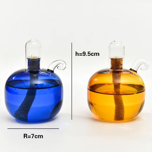 בעבודת יד מוצק ענבר בצבע כחול זכוכית עגולה עם מנורת שמן זכוכית מעושן לקישוט הבית - Product Image 3