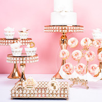 Luxe metalen dessertstandaard met twee lagen, voor taart, fruit, bruiloft, afternoon tea en gebak.