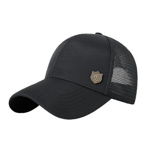 Gorra de béisbol de malla transpirable con protección solar para exteriores, color negro, para hombre - Product Image 1