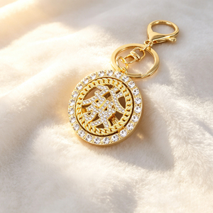 Fashion Alloy Rhinestone Rotatable Horse Keychain 62mm Round <b>Key</b> <b>Ring</b> Money <b>Bag</b> <b>Key</b> Pendant <b>Key</b> Holder for Handbag Ornament - Product Image 3