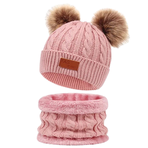 <span class=keywords><strong>Ensemble</strong></span> <span class=keywords><strong>bonnet</strong></span>, écharpe et gants en tricot d'hiver 4 pièces pour bébé garçon fille tout-petit, <span class=keywords><strong>bonnet</strong></span> chaud à pompon - Product Image 4