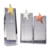Trophées étoiles personnalisés, artisanat, gravure laser 3D, plaque en verre cristal personnalisée et trophée cadeau, trophées en cristal par sublimation
