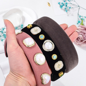 Serre-tête en velours couleur unie style français pour femme, accessoire capillaire rehaussant la silhouette, usage quotidien - Product Image 2