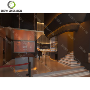 Comptoir de présentation de gâteaux et desserts en verre incurvé haut de gamme pour boulangerie de luxe, présentoir à pain, mobilier de boulangerie en bois - Product Image 4