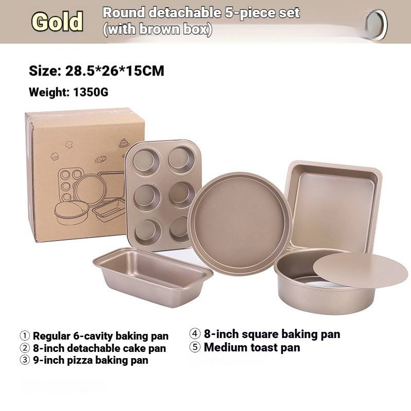 Juego de 5 moldes para pasteles (caja Kraft) ~ Dorado
