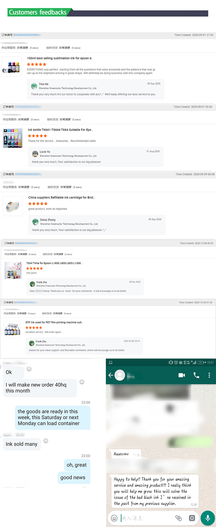 China Factory supply 500ml 1000ml  20l  Dye ink for Epson workforce wf5790  WF-C5290 C5210 C5790 wf-c5710 cartuchos refill ink