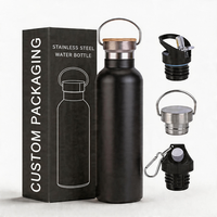 Bouteille d'eau isotherme en acier inoxydable à col étroit, format slim, pour porte-gobelet de voiture, 500ml 750ml 1000ml, vente en gros OEM