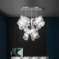 Lustre LED en acrylique sculptural en forme de nuage, cascade, style moderne, lampe de plafond de luxe pour hall d'entrée, atrium, escalier, vente en gros