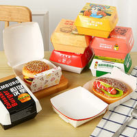Emballage en papier pour hamburger frites à emporter avec logo personnalisé grande boîte de repas pour hamburger frit papier d'emballage