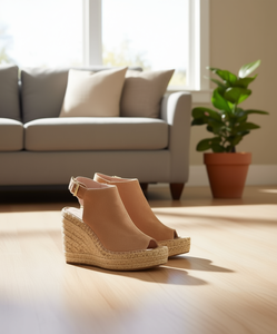 Kenneth Cole New York Olivia Espadrille Peep-Toe Wedges en faux daim avec semelle en paille pour femme, style estival - Product Image 2