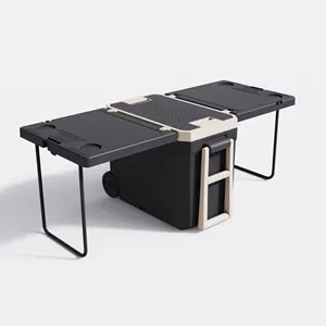 Kotak piknik multifungsi, kotak insulasi panas 32L luar ruangan dengan meja dan kursi
