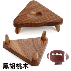 Football Display <b>Stand</b> Walnut Wood Color 12x12x4.7cm For Sports Ball Showcase - Product Image 2