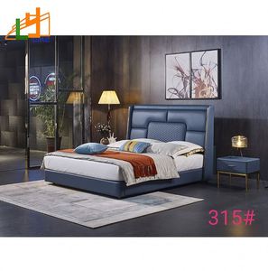 Muebles de dormitorio nórdicos sencillos y modernos, cama doble de cuero auténtico, de lujo - Product Image 5