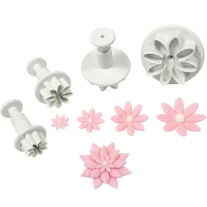 4pcs fondant ferramentas de decoração do bolo conjunto de 8 pétala da flor da margarida fondant açúcar cortador de êmbolo para o bolo e assar