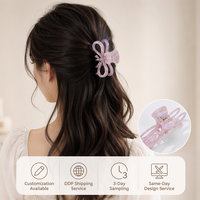 Pince à cheveux personnalisée en acétate avec grand nœud ajouré, vente en gros, pince à cheveux tendance esthétique française pour femmes