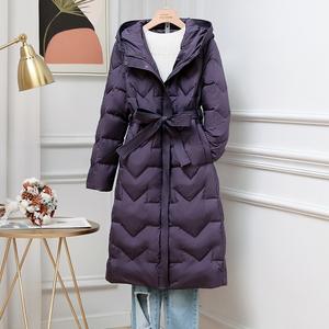 Chaqueta <span class=keywords><strong>de</strong></span> plumas delgadas para mujer, abrigo <span class=keywords><strong>de</strong></span> media longitud para otoño e invierno, ajustado, con capucha, a la moda, por encima <span class=keywords><strong>de</strong></span> la rodilla, 2022 - Product Image 3