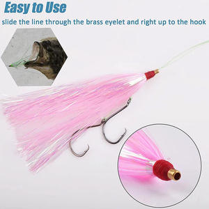 Alpha Fishing Bucktail Teasers Cheveux de cerf <span class=keywords><strong>Fluke</strong></span> Rig Lure Hook Tinsel Flasher Tube Slider Sea Bass <span class=keywords><strong>Fluke</strong></span> Fishing Lure - Product Image 4