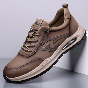 Men's Lightweight PU Lace-Up Walking Shoes Autumn/Winter 2026 New Arrival Breathable Cushioned Soft Flat Sole Sporty <b>Sneakers</b> - Product Image 2