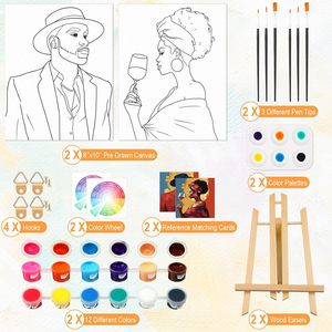 <span class=keywords><strong>Kit</strong></span> <span class=keywords><strong>per</strong></span> Coppie <span class=keywords><strong>per</strong></span> Pittura e Degustazione di Vini, Serata Romantica con Tela Pre-Dipinta <span class=keywords><strong>per</strong></span> Adulti, <span class=keywords><strong>Kit</strong></span> <span class=keywords><strong>per</strong></span> Ritratti 8x10 - Product Image 2