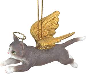 Pohon Natal Ornamen Polyresin Abu-abu Kucing Liburan Malaikat Kucing Ornamen Home Dekorasi Xmas Dekorasi Hadiah - Product Image 3