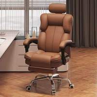 Chaise de bureau en cuir confortable pour l'e-sport, design ergonomique pivotant, repose-pieds, pour longues sessions, idéale pour les diffusions en direct