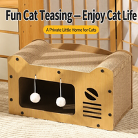 Canapé pour chat et griffoir combinés : Lit en bois pour chat avec housse amovible et lavable, design respirant, rafraîchissant et résistant aux morsures