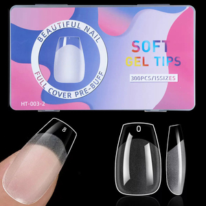 300 capsules d'<span class=keywords><strong>ongles</strong></span> en gel souple transparent semi-mat, couvrance totale, pour extensions, formes amande, cercueil et faux <span class=keywords><strong>ongles</strong></span> courts - Product Image 4