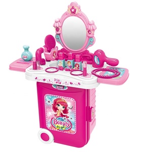 Ensemble de <span class=keywords><strong>maquillage</strong></span> en plastique, valise à roulettes, coiffeuse, jouets d'imitation, ensemble de beauté pour filles, 3 en 1, unisexe, carte SY, âge 3+ - Product Image 2