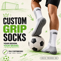 Chaussettes de football antidérapantes Grip Soccer avec points en silicone, respirantes, rembourrées, chaussettes mi-mollet pour hommes, chaussettes personnalisées