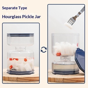 Pot à cornichons en plastique hermétique avec séparation sec/humide, forme sablier, pour légumes marinés, usage domestique, vente en gros, produit transfrontalier TikTok - Product Image 4