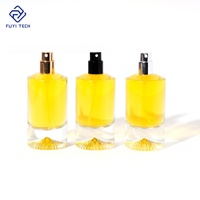 Botella de Perfume Cilíndrica con Base de Montaña Nevada, 30ml/50ml/100ml, Vidrio Transparente, Tapa de Madera de Fresno, 100 Unidades