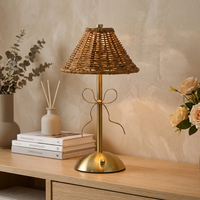 Lampe de table LED d'ambiance vintage avec nœud en dentelle et volants, 3 couleurs, tactile, à intensité variable, sans fil, rechargeable, pour chambre de fille
