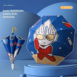 Parapluie droit pour enfants à ouverture automatique avec housse imperméable, double usage pluie et soleil, long manche pour garçons et filles de maternelle et primaire - Product Image 3